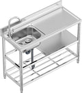 Free Standing Stainless-Steel Single Bowl Commercial Restaurant Kitchen Sink by KINGBO