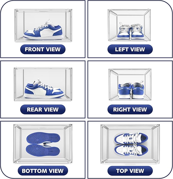 12 Pack Acrylic Shoe Boxes, Size 12 Clear Plastic Stackable Shoe Storage Boxes - Image 4