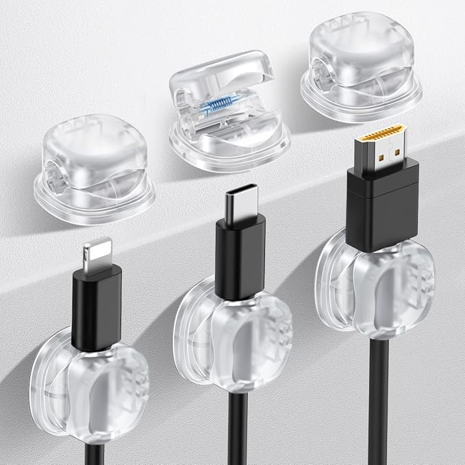 AhaStyle Spring Cable Organizer 6 Pack Cord Cable Holders Clips Strong Adhesive by AHASTYLE