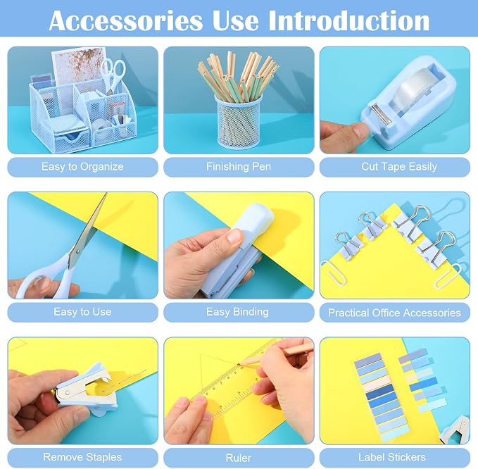 11 in 1 Blue Desk Organizer and Accessories - Image 4