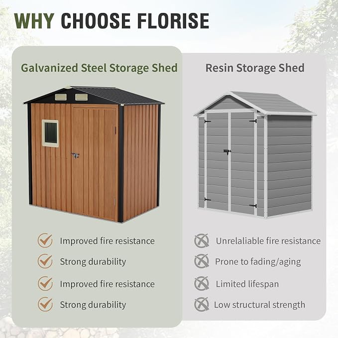 6x4 Ft Outdoor Metal Shed, Storage Garden Shed - Image 7