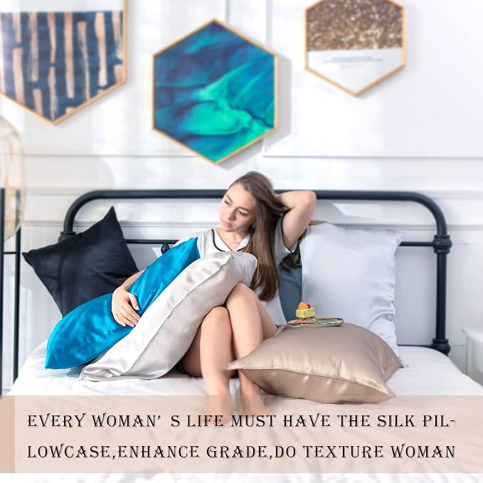 Silk Pillow Cases 2 Pack Soft Breathable and Sliky Queen Size Pillow Cases Set - Image 7