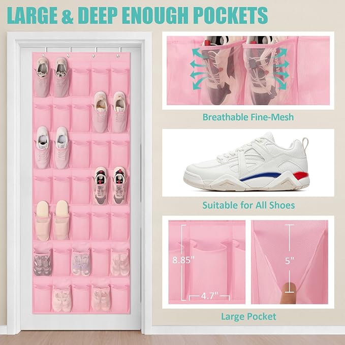 Tiblue Over The Door Shoe Organizers Pink - Image 4