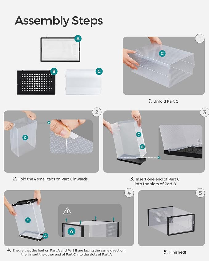 SONGMICS Shoe Boxes, Stackable Clear Plastic Boxes - Image 7