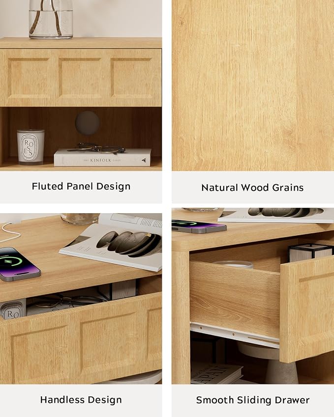 Floating Nightstand Set of 2, Wall Mounted Bedside Table - Image 5