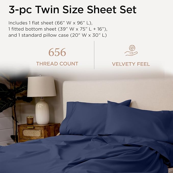 Threadmill Twin Sheet Set |656 Thread Count 100% Supima Cotton Sheets - Image 2