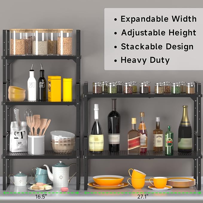 Expandable Cabinet Storage Shelf Stackable Organizer Rack - Image 7