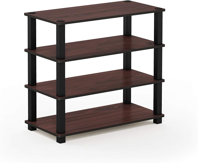 Furinno Turn-S-Tube 4-Tier Shoe Rack, Dark Cherry/Black - Image 5