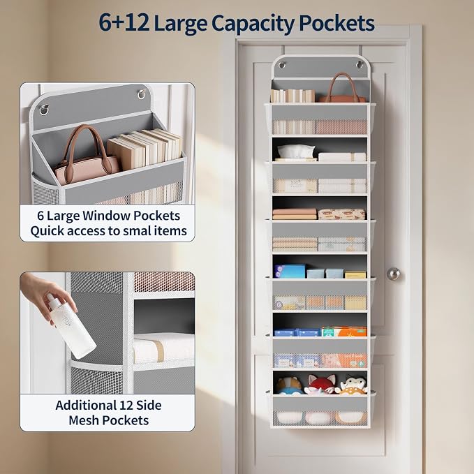 Yecaye 3 Pack Over The Door Organizer, 6-Tier Closet Door Hanging Organizer - Image 4