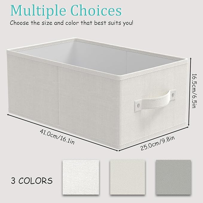 Fabric Storage Boxes for Shelves, 3 Pack Foldable Cloth Bins, Closet Organizers - Image 3