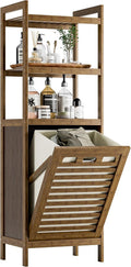 HITNET Bamboo Tilt Out Laundry Hamper, Bathroom Storage Cabinet by HITNET