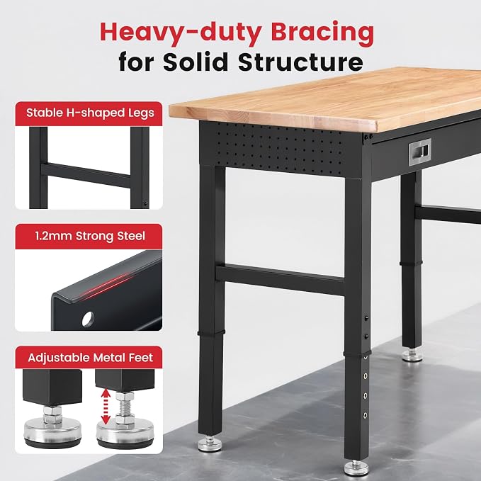 Work Bench with Storage Adjustable Workbenches with Drawer - Image 4
