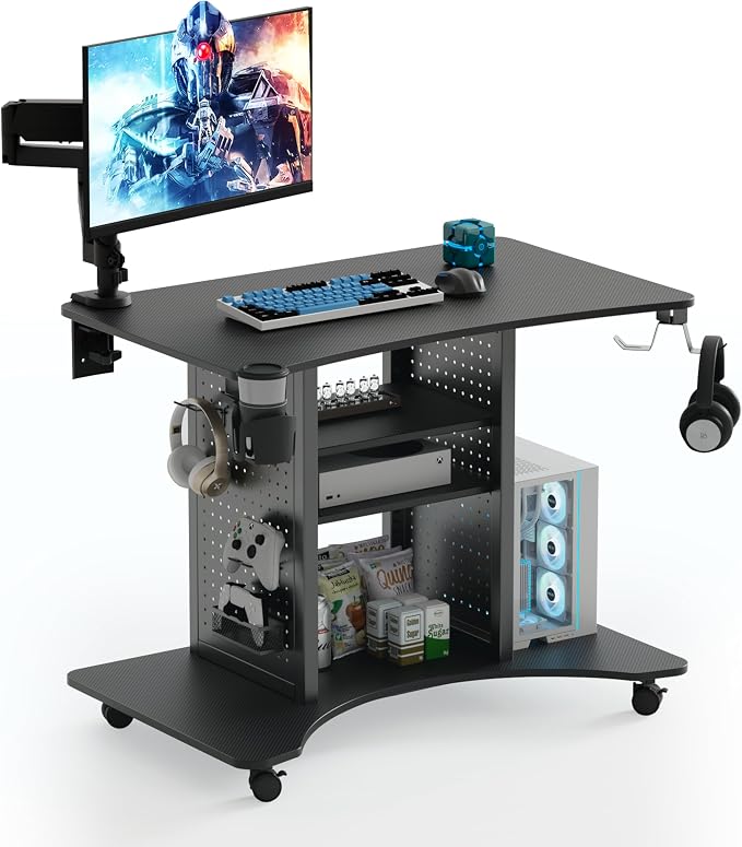 EUREKA ERGONOMIC Computer Gaming Desk, Mobile Computer Cart - Image 4