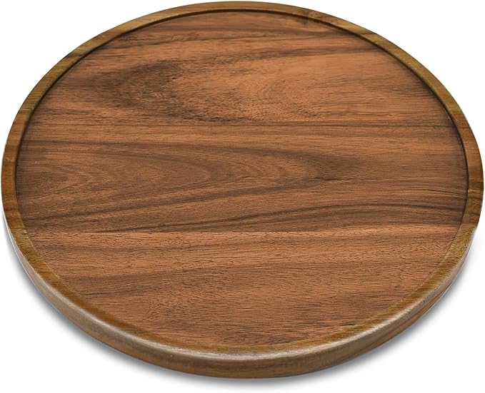 9" Acacia Wood Lazy Susan Organizer Kitchen Turntable - Image 2