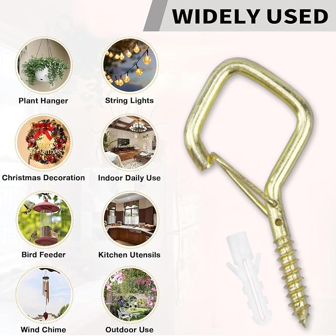 50 PCS Gold Eye Screw Hooks for Hanging Heavy Duty - Image 3
