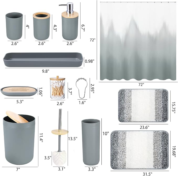 iMucci Bathroom Accessories Grey Bathroom Sets - Image 8