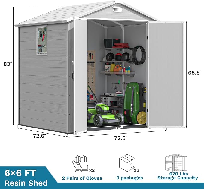 Devoko 6x6 FT Plastic Outdoor Storage Shed - Image 4