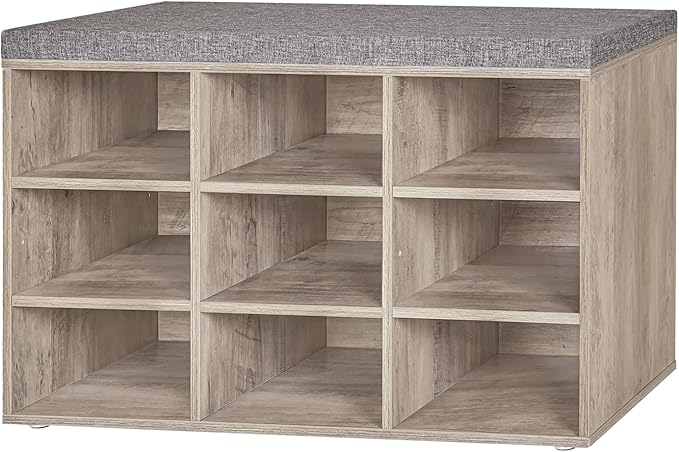 DINZI LVJ Shoe Bench, 9 Cubbies Shoe Organizer by DINZILVJ