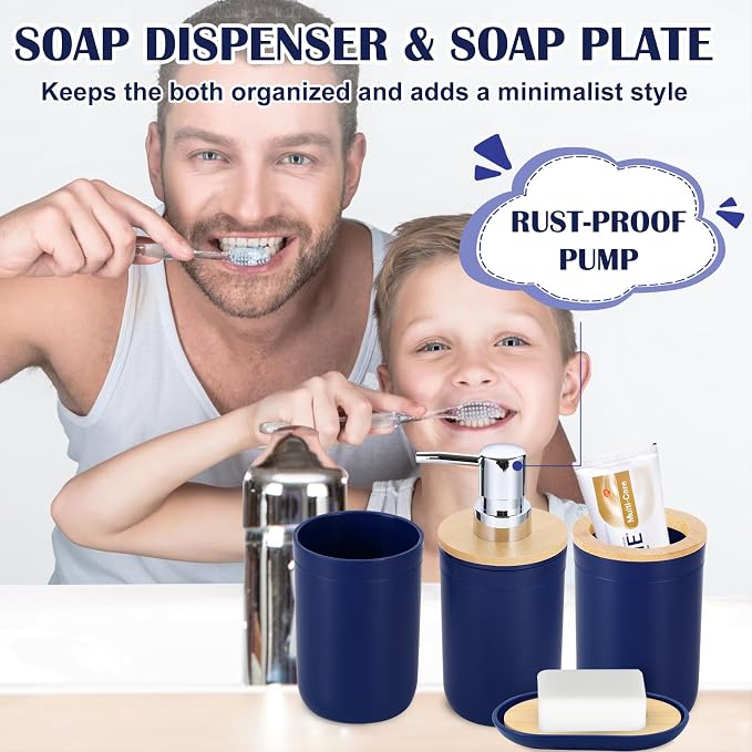 iMucci Bathroom Accessories Set Navy Blue Bathroom Decor Sets - Image 2