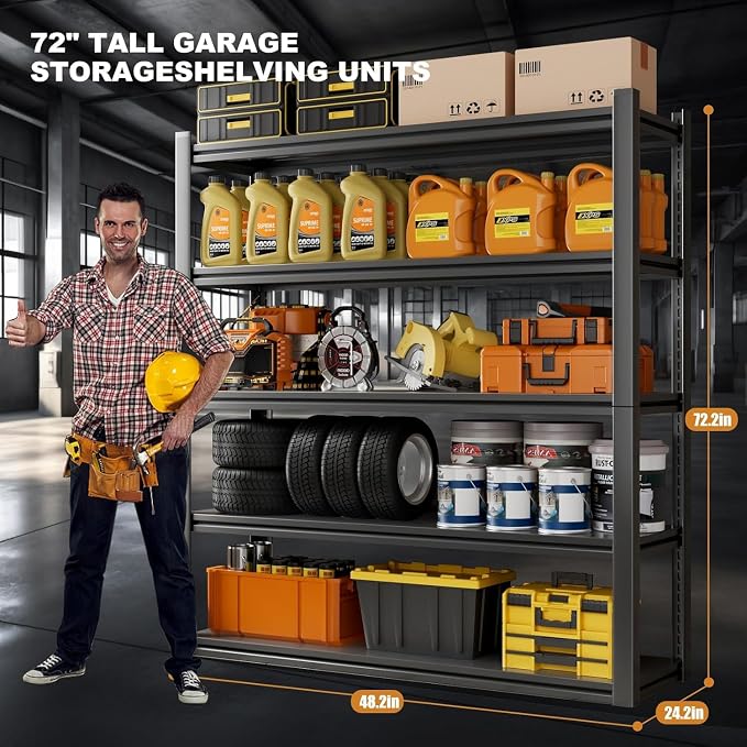 48.2" W Garage Shelving 3000LBS Storage Shelf Heavy Duty Garage Storage Shelves - Image 2