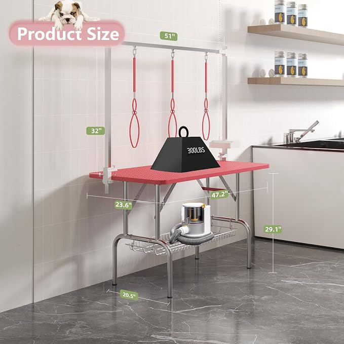 VFK 47'' Large Dog Grooming Table Stainless Steel Foldable Grooming Table - Image 4