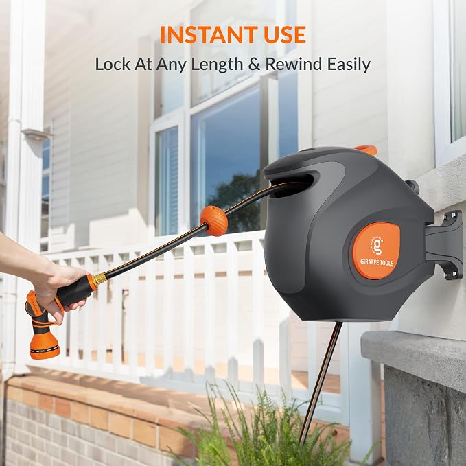 Giraffe Tools BW35 Retractable Garden Hose Reel | Wall-Mounted, Automatic Rewind - Image 6