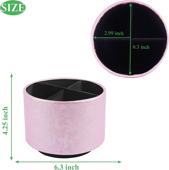 lizimandu Round Leather Art Supply Organizer, Remote Control Holder, 360 Degree - Image 2