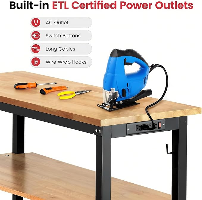 48 Inch Workbench for Garage Adjustable Height Work Bench - Image 7