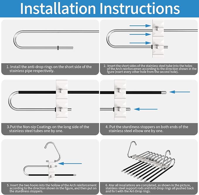 9 Layers Pants Hangers Space Saving, 2 Pack Multifunctional Pant Rack Stainless - Image 6