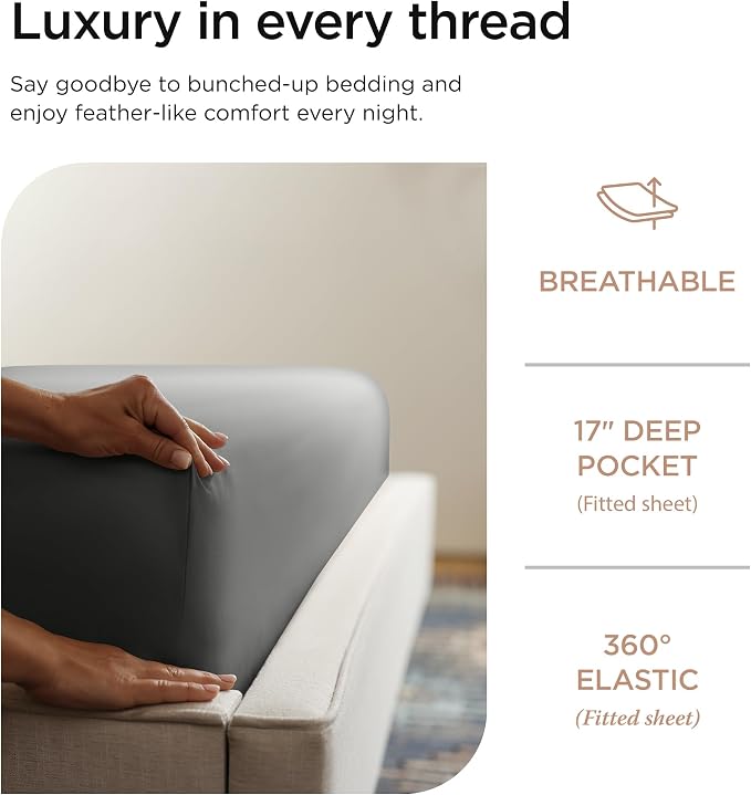 Threadmill American Supima King Size Sheets Set | 656 Thread Count 4 Piece - Image 5
