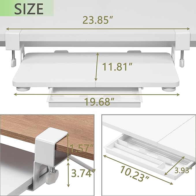 ETHU Keyboard Tray Under Desk, 19.7" X 11.81" Small Size Keyboard Drawer - Image 5