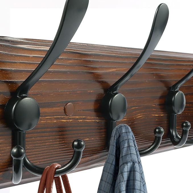 2 Pack Coat Rack Wall Mount 16.8'' Rustic Hat Rack - Image 2