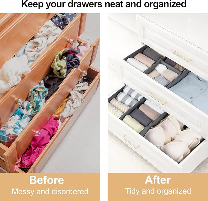16 Pcs Drawer Organizer, Fabric Closet Organizer and Storage Baskets, Foldable - Image 3