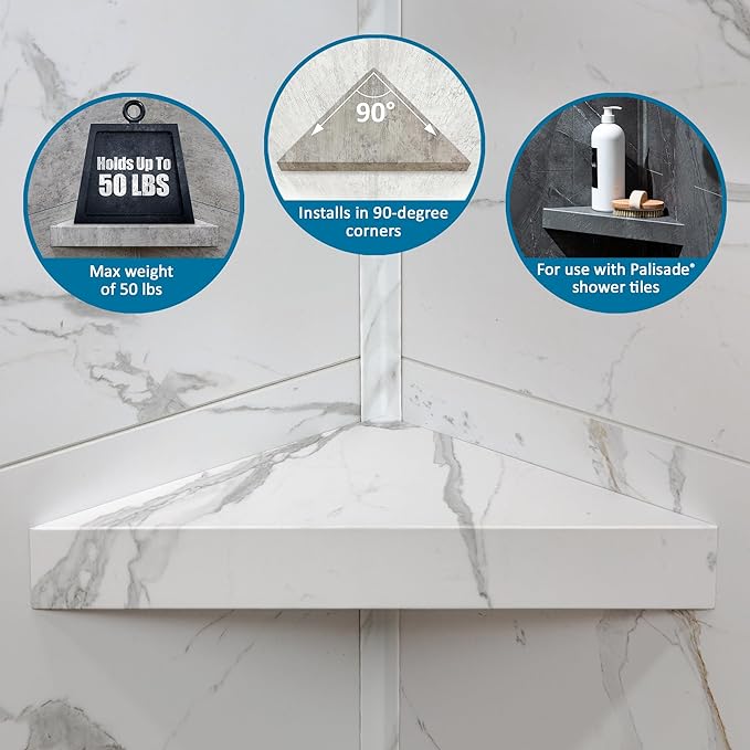 Palisade Vinyl Waterproof Corner Shower Shelf in Silver Lake - Image 7