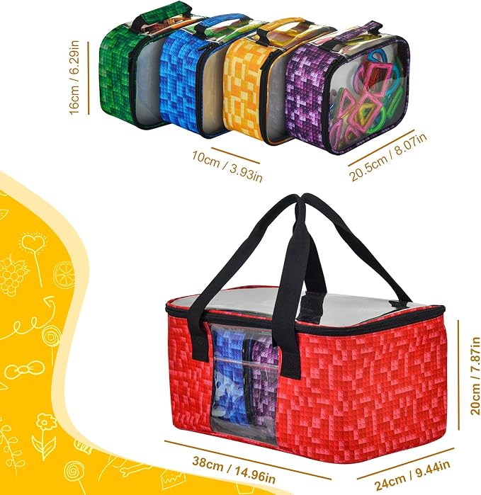 5-Pack Magnetic Tiles Storage Bags Set, Toy Organizer Case, Toy Bricks - Image 2