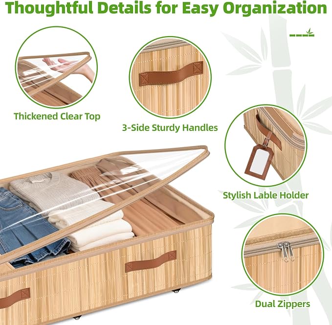 Livole Bamboo Under Bed Storage - Image 5