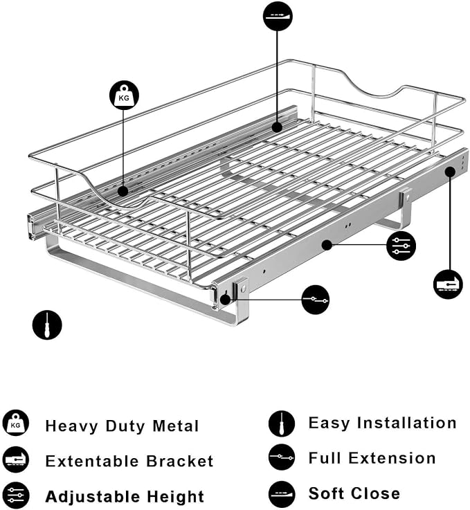 Pull Out Cabinet Organizer, Soft Close Pull Out Cabient Drawer, Slide Out - Image 6