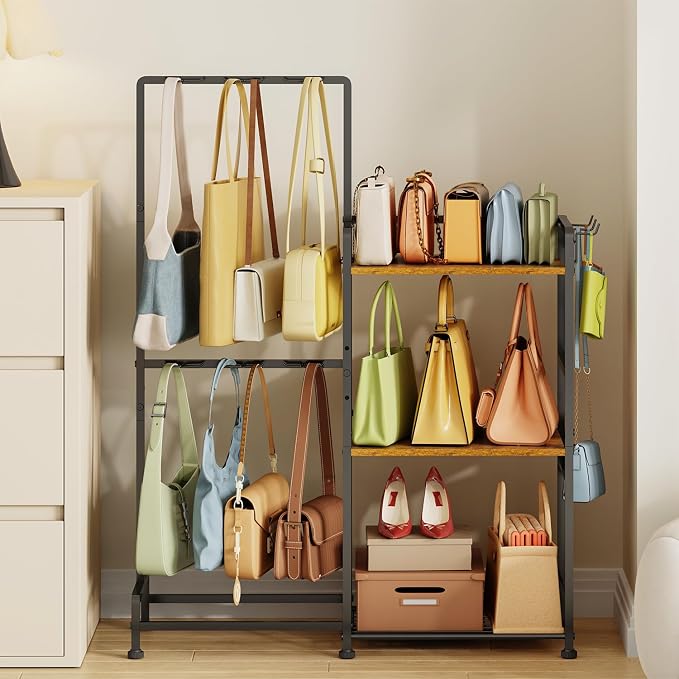 Purse Storage Organizer for Women, 3-Tier Max Purse Storage Stand Rack Holder & - Image 7