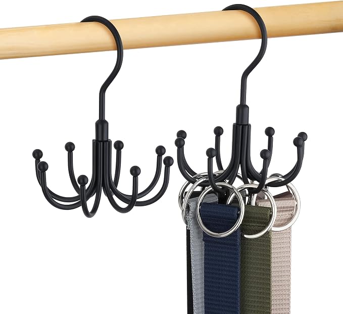 Belt Hanger, 2 Pack Rotatable Belt Organizer by OMHOMETY