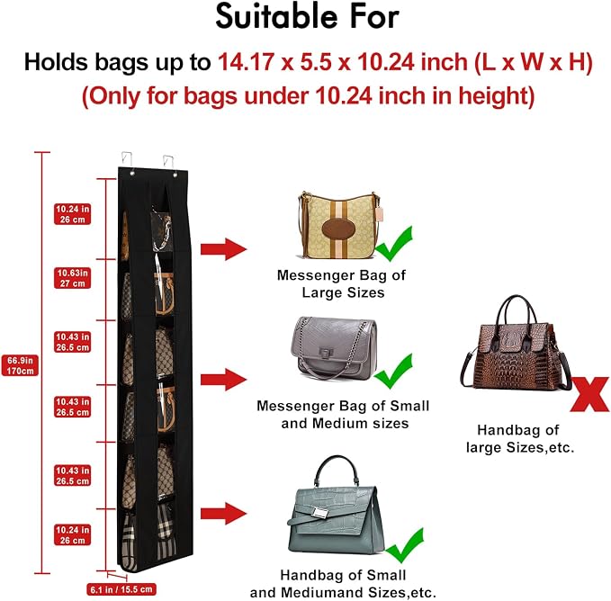 Lirex Over the Door Organizer, 2 Pack Handbag Storage - Image 2