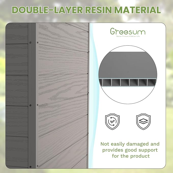 Greesum 6x4FT Plastic Outdoor Storage Shed - Image 7