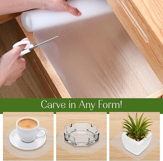 EVALAND Shelf Liners for Kitchen Cabinets Non-Adhesive 17.7" x 33 FT Clear - Image 4