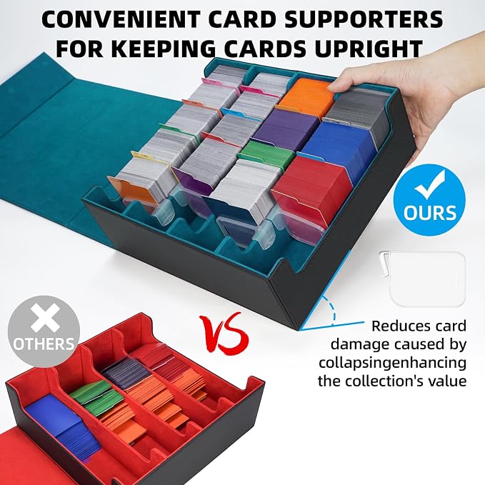 AFIING 4-Row Trading Card Storage Box – Holds 3200+ Cards, 48 Dividers & 4 - Image 4