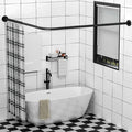 Stretchable 304 Stainless L Shaped Bathroom Bathtub Corner Shower Curtain Rod by Sikaiqi