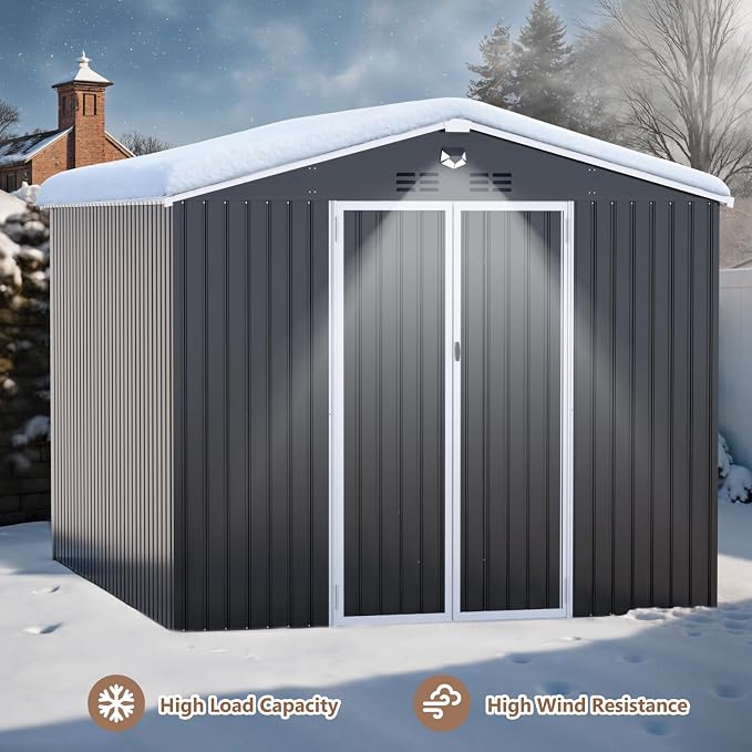 10x12 FT Outdoor Storage Shed, Metal Garden Shed - Image 9