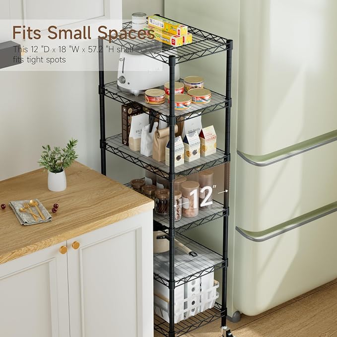 Small 6 Tier Shelves Storage Wire Shelving Unit Metal Shelf Adjustable - Image 6