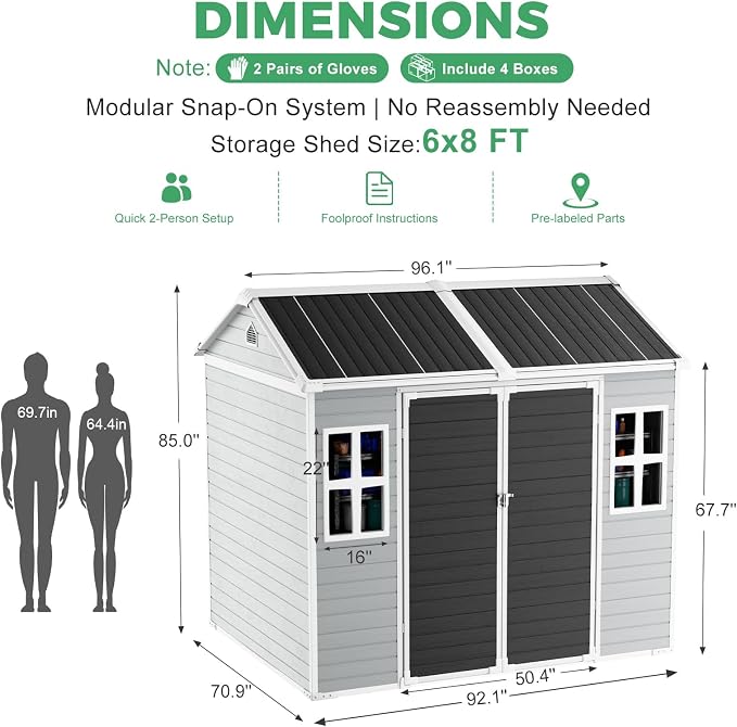 6x8 FT Plastic Storage Sheds Outdoor - Image 6