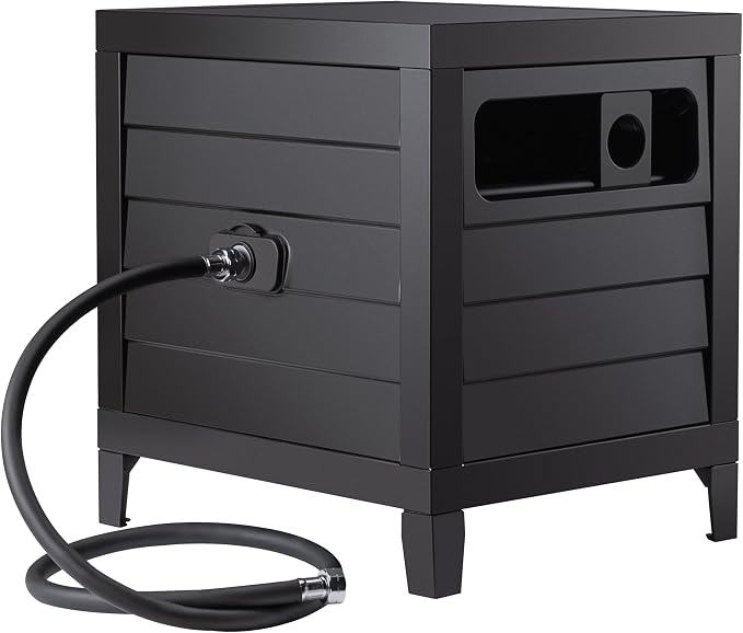 Metal Garden Hose Reel Deck box, Durable Steel Garden Hose Storage Box Cabinet - Image 2