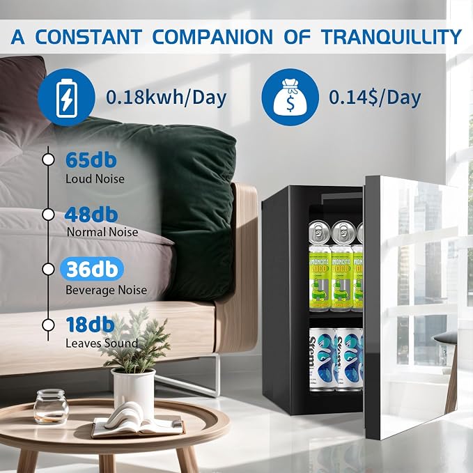 24 Cans/0.9 Cubic Feet Beverage Refrigerator Cooler and Skincare Mini Fridge - Image 3