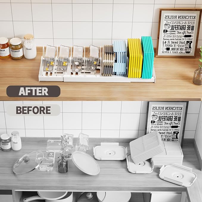 Expandable Food Storage Container Lid Organizers - Image 6